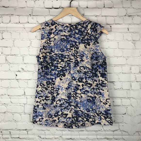 CAbi Silk Animal Print Sleeveless Blouse Ruffles - Picture 4 of 6